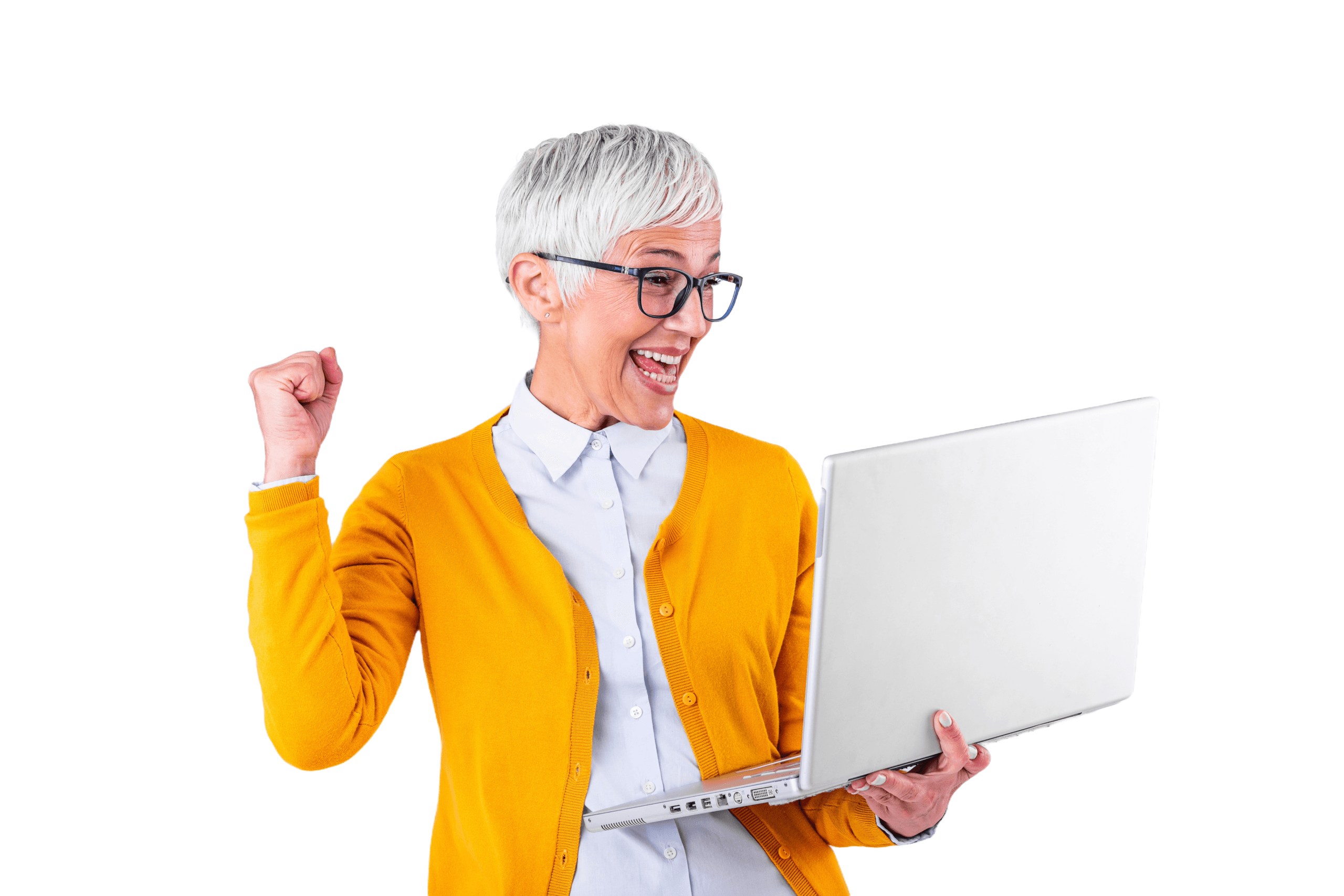 Schedule Appointment 2 Happy mature middle aged elderly business woman winner excited scaled